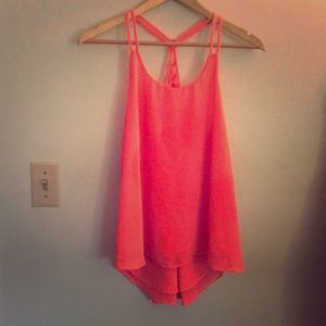 🍑 Peach crisscross back, silk summer blouse